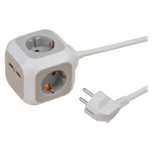 مشترك كمبيوتر كهرباء 4 فتحة 1.4متر كود 115010 + 2 USB مكعب