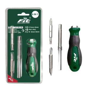 مفك قلاب + 2 لقمة 6 مقاسات /10 ( PH1&PH2&SL5&SL6&6MM&8MM )