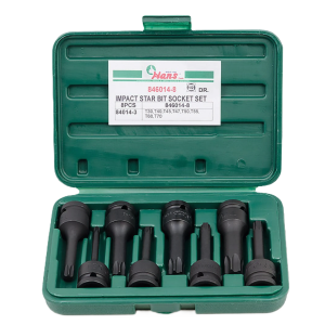 طقم لقم 2/1" الن نجمة اسود تصادمى 8 ق من T30 الى T70 846014-8